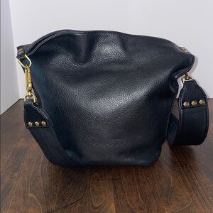 HOBO FLARE Bucket Bag Black Pebbled Leather Crossbody Purse